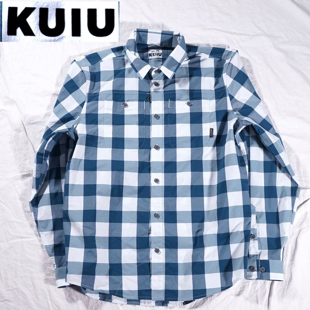 KUIU Plaid Button Up Shirt Blue Mens Medium